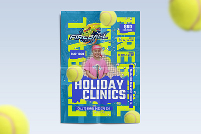 FLYER DESIGN adobe photoshop ball blue design fireball flyer graphic design green print tennis