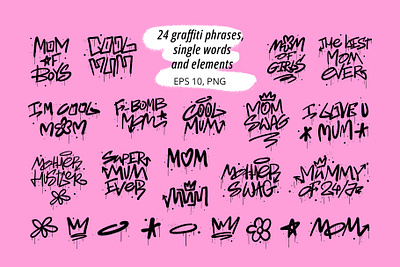 Graffiti set about moms 90s calligraphy cool graffiti graphic design grunge handlettering illustration leakimg lettering mom mother mothers day mum print rap swag tagging urban