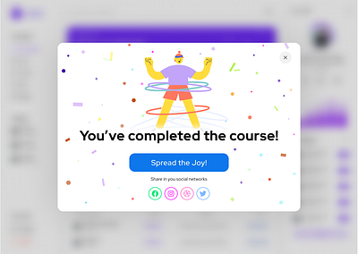 Social Share Modal design figma illustrations online course ui web design