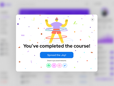 Social Share Modal design figma illustrations online course ui web design