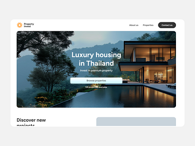 Header for a real estate website header landing page web design