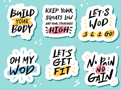 Sport calligraphy set calligraphy fitness healthy illustration lettering lifestyle quote set slogan sport sticker workout