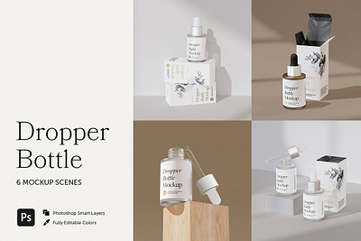 Frosted Glass Dropper Bottle Mockups beauty mockup cosmetics mockup dropper bottle mockup dropper mockup essential oil bottle frosted glass oil bottle packaging product mockup serum bottle skincare mockup tall box