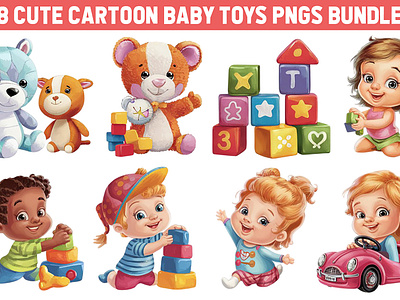 Cute cartoon toys and kids Designs PNG Bundles cartoon