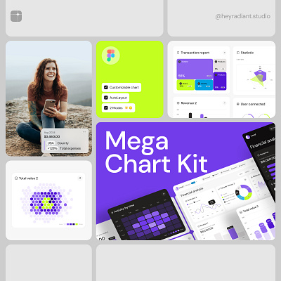 ⭐️ Mega Chart UI - Widgets Landing ⭐️ desktop saas ux web