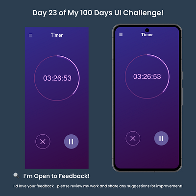 Day 23/100 - Simple Timer Screen UI ui