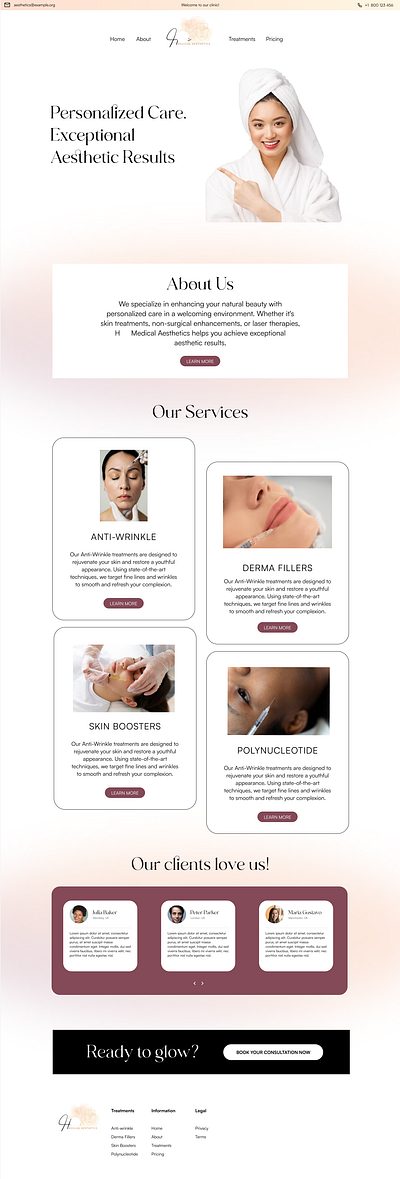 Medical Aesthetics Website UI Design branding ui ux website design