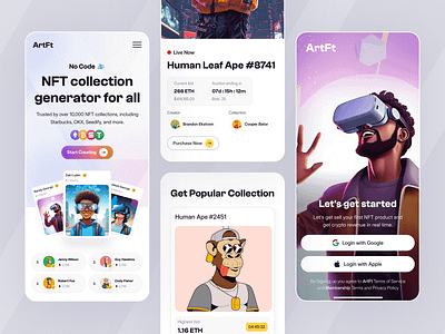 ArtFt NFT Website Responsive 2024 app artwork bitcoin app colors creative app cryptocurrency dribbble mobile app mobile design mobile ui mobile version nft nft artwork nft crypto nft marketplace responsive design turjadesign ui visual design website