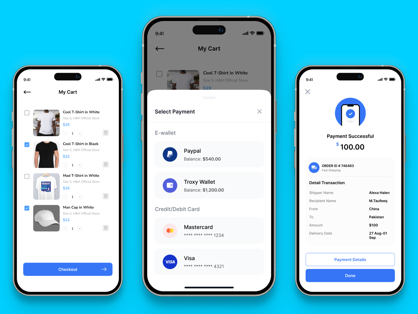 Shopping Cart Mobile App Flow Concept 3d animation branding cart e commerce e commerce design graphic design logo motion graphics payment method ui
