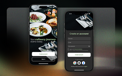 Sign Up - Culinary iOS app app food form ios login mobile password restaurant signin signup ui