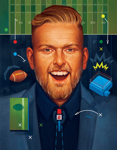 Illustration of Pat McAfee for The New Yorker art artwork editorial illustration portrait