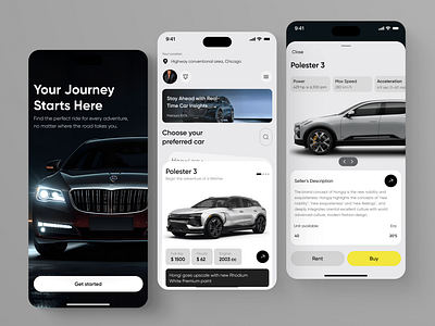 Roadster - Car Rental Application automobile car car app car rental car sales design electric car interface mobileapp product design ui ui design uiux ux