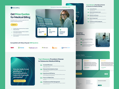 Landing Page Design - Medical Billing Services billing services clean design corporate creative design doctor green health inspiration landing page lead generation medical ux ui web page website