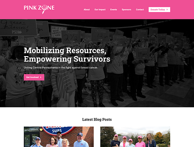 PA Pink Zone Website breast cancer charity design non profit pennsylvania pink zone ui web wordpress