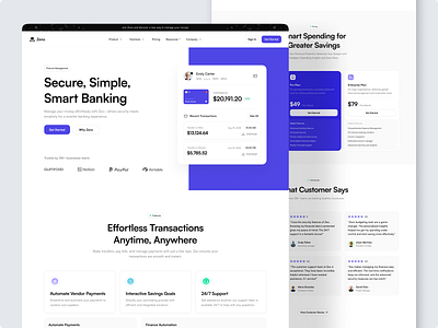 SaaS Fintech/Banking Landing Page bank app banking app fintech fintech ui freebie landing page modern design saas saas ui design saas web design ui ux web design