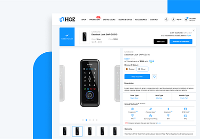 Lead Designer for HOZ: Digital Lock E-Commerce Platform ecommerce ui ux web design