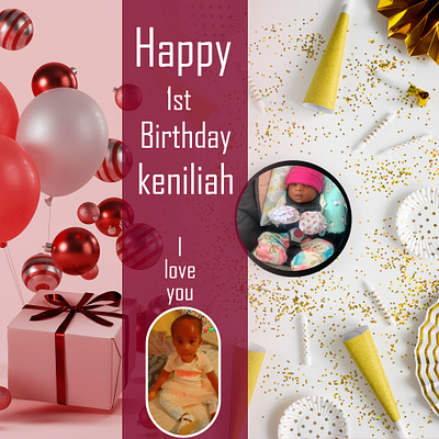 Keniliah 1st birthday graphic design