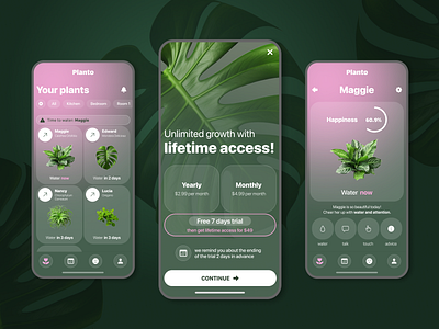 Plant care app mobile app mobile app design mobile app identity mobile ui paywall plant app plant care app visual system