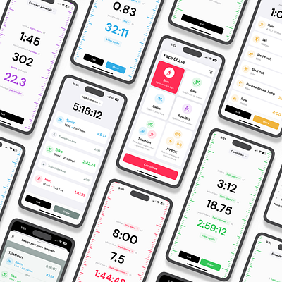 Pace Chase app design gym minimalist mobile pace time ui ux workout