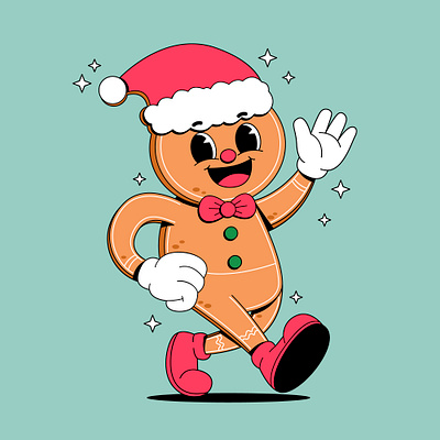 Cartoon gingerbread man cartoon character christmas colorful cookies cute design food ginger gingerbread graphic design illustration man retro snack xmas