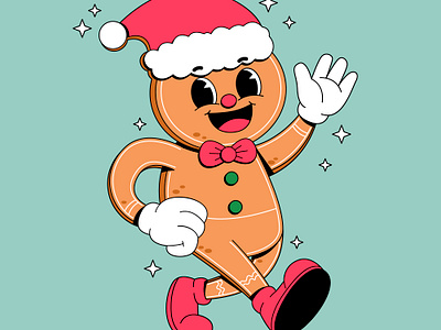 Cartoon gingerbread man cartoon character christmas colorful cookies cute design food ginger gingerbread graphic design illustration man retro snack xmas