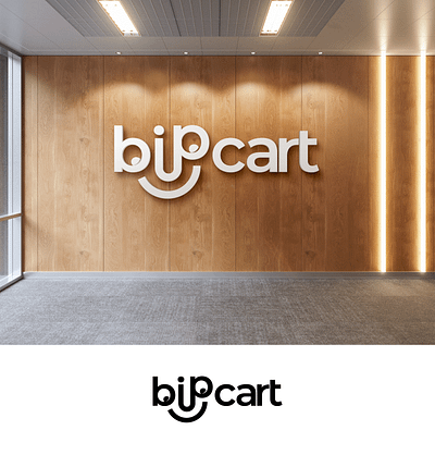 Typographic Logo Deign for BipCart bip cart bip logo branding business logo cart logo face logo hand drown logo logo logo design minimal logo minimalist logo smile face smile logo typographic logo typography