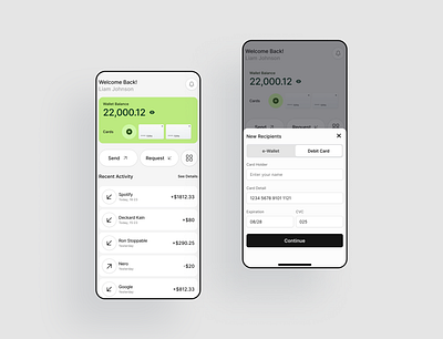 Banking App / Add Recepient banking green mobile ui ux white