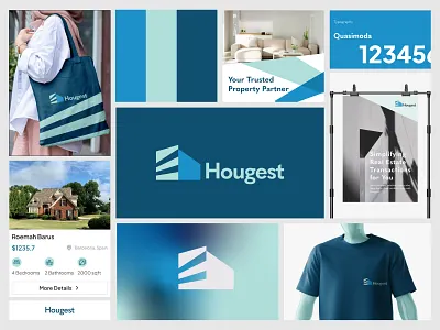 Hougest - Property Management Brand Identity app branddesign brandidentity branding dashboard graphic design identitydesign illustration logo management property ui vector