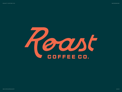 Roast Coffee Script Concept blue branding coffee logo orange script type typography