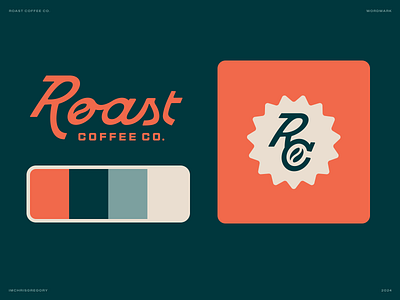 Roast Coffee Script Concept blue branding coffee logo orange script type typography