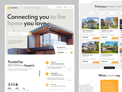 Property Landing Page UI/UX Design clean design figma deign finance house modern design property real estate real estate landing page ui design ui ux web app website