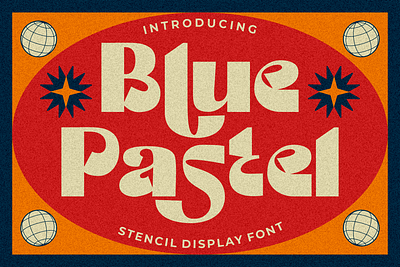 Blue Pastel – Stencil Display Font advertising bold branding font calligraphy creative display font film graphic design groovy font illustration label design logo font music product design psychedelic retro serif font typography unique vintage