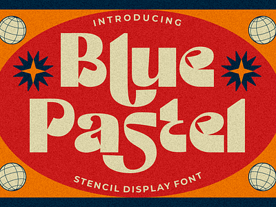 Blue Pastel – Stencil Display Font advertising bold branding font calligraphy creative display font film graphic design groovy font illustration label design logo font music product design psychedelic retro serif font typography unique vintage