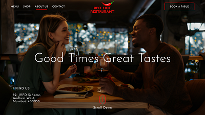 Red Hot Restaurant - Home Page (Landing Page) classical cooking cusine date drinks family food healthy hotel indian menu non alcoholic north indian restaurant royal south indian traditional ui valentine website