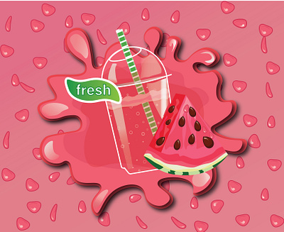 A simple illustration of watermelon and watermelon juice adobe illustrator design graphic design illustration