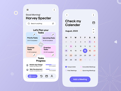 Task Management Mobile App android calender clean dark theme design interface ios light theme minimal mobile mobile app muhammad ali project management task management task management mobile app ui upnow studio user interface ux uxui