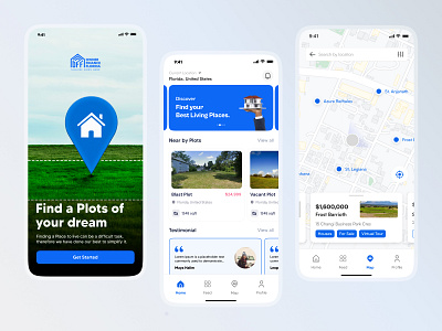 Find a plot and properties online mobile app V2 abstract logo app design clean ui branding logo ui ux