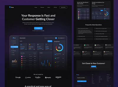 Modern SaaS Landing Page Design clean layout conversion optimization customer interaction dark theme minimalist design saas customer experience saas design saas interface saas landing page saas marketing saas ui saas website web interface