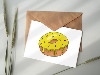 Yellow Frosted Donut with Sprinkles and Glossy Glaze bakery digital art digital drawing donut doughnut food graphic design vector vector art vector drawing vector illustration