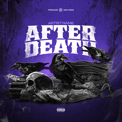 After Death | Premade Mixtape Cover album cover cd cover crow graphic design hip hop money photo editing premade cover rap cover rap design skull