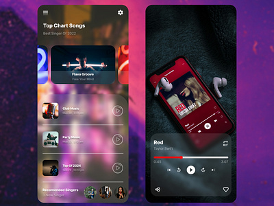 Vibrant Music App UI with Intuitive Controls app design designer mobil mobil designer ui ui designer ux web design