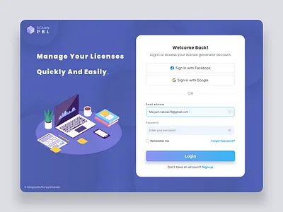 Login Page Design appdesign dribbble licensemanagement logindesign uidesign uxdesign webdesign