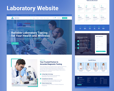 Laboratory Website behance design dribbble hospital laboratory laboratorytest laboratorywebsite ui uiux designer userinterface web website