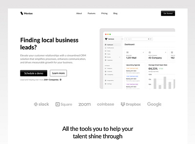 SaaS CRM Landing Page Design landing page landing page design responsive design saas crm streamlined crm ui ui design user interface uxui design visual design