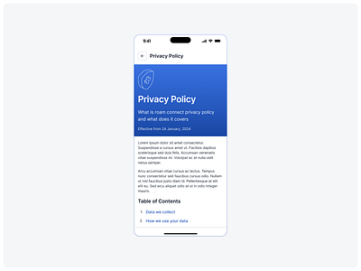 Privacy Policy page for a mobile app project design ui ui ux ui ux design uidesign ux uxdesign