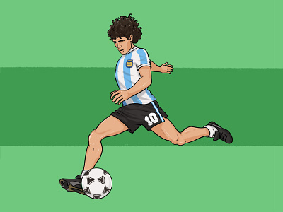 Diego Maradona Argentine football player illustration. Wall art argentina athlete ball character design drawing dynamic fifa football game illustration man maradona mascot people run running soccer sport sportillustration vector