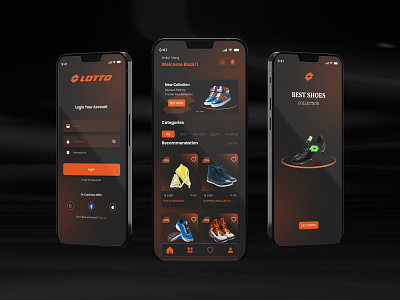 LOTTO SHOES UX UI animation app branding design digitalproduct graphic design home page illustration in login logo lottto mobileapp new look shoes sign ui uidesign ux