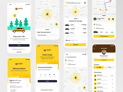 Book Online Taxi Cab Mobile app abstract logo app design clean ui branding logo ui ux