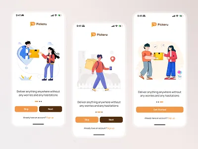 Transport & Delivery Mobile app Onboarding Screen abstract logo app design clean ui branding design graphic design illustration logo ui ux