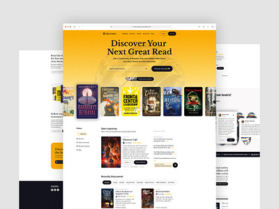 Books discovery platform 📚 books discover hire landing page popular redesign ui ux web design